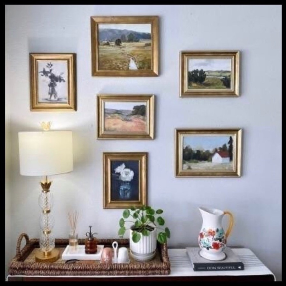 11" x 14" Floral Framed Wall Canvas Gold/Navy - Threshold Studio McGee - Picture 4 of 6